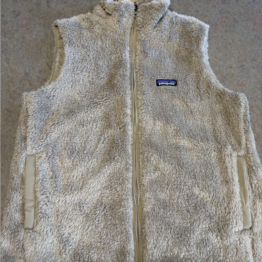 Patagonia Khaki Faux Sherpa Fleece Vest
